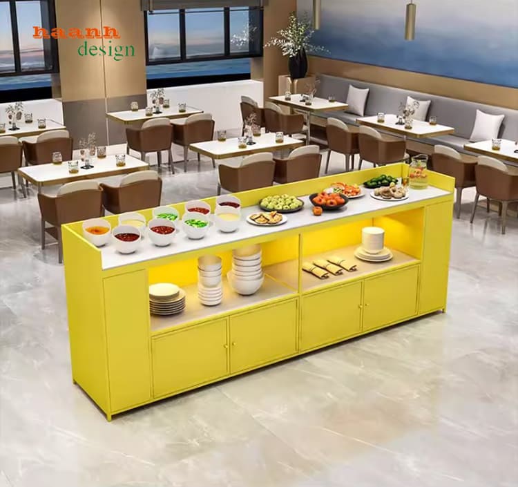 bàn buffee khách sạn thiết kế hiện đại