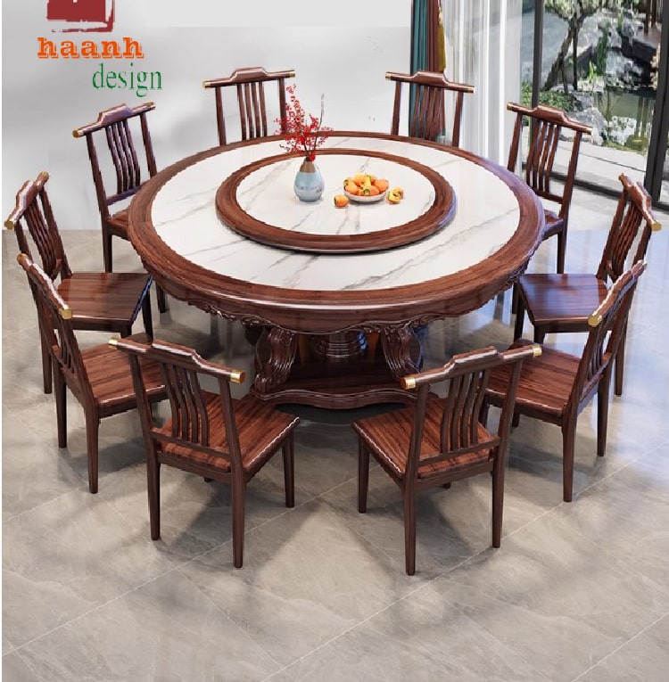 bàn ăn gỗ tự nhiên phong cách Á Đông cao cấp
