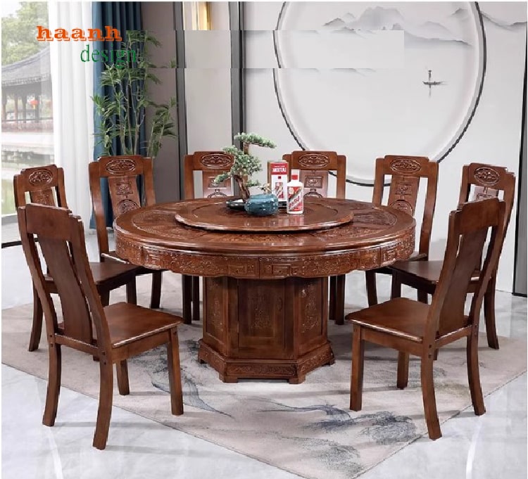 Bàn ghế ăn gỗ tự nhiên phủ sơn Inchem chất lượng cao