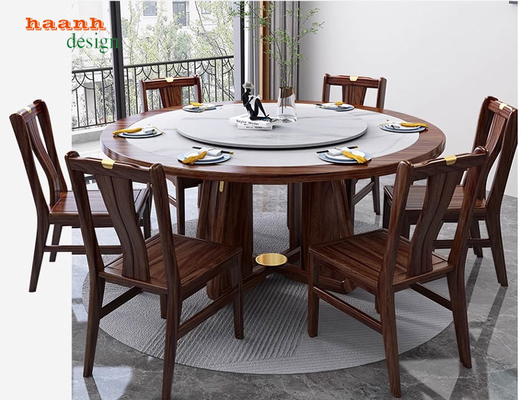 Bàn ghế ăn gỗ óc chó hiện đại