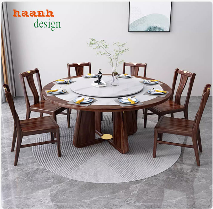 Bàn ghế ăn gỗ óc chó hiện đại