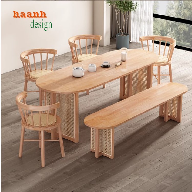 Ghế gỗ sồi kết hợp mây tinh tế trong từng chi tiết thủ công