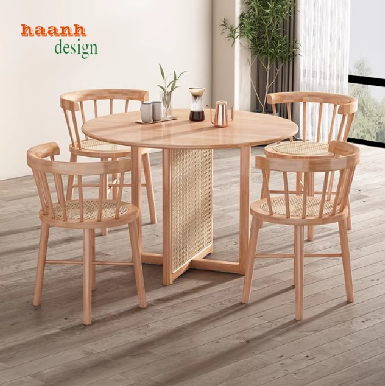 Vân gỗ sồi tự nhiên kết hợp mây đan thủ công đẹp mắt