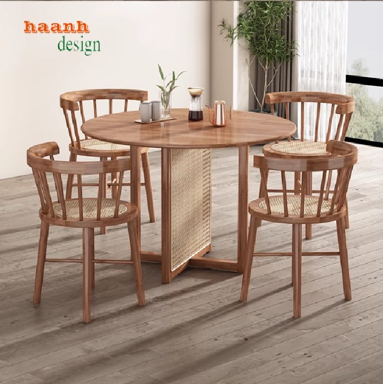 Phòng ăn hiện đại nổi bật với bàn ghế ăn gỗ sồi tự nhiên