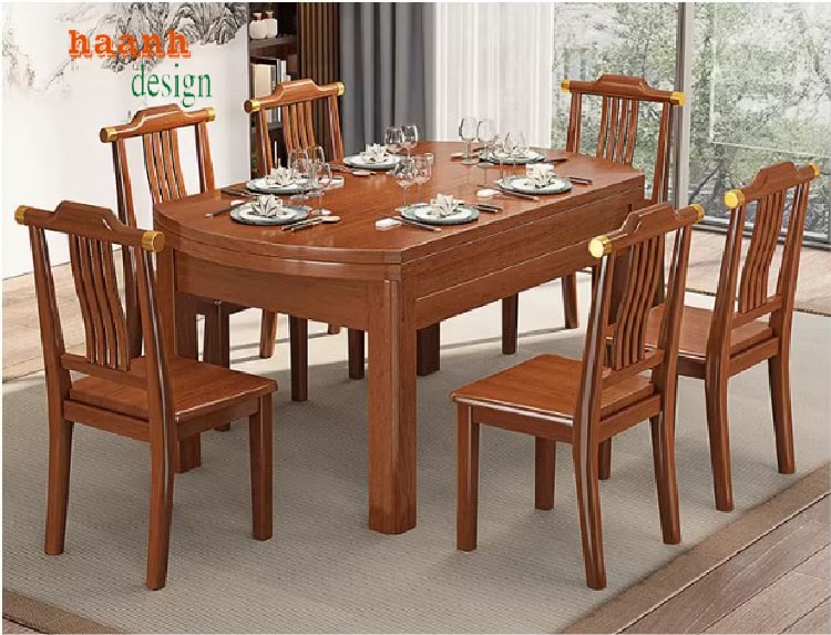 bàn ăn mở rộng gỗ tự nhiên