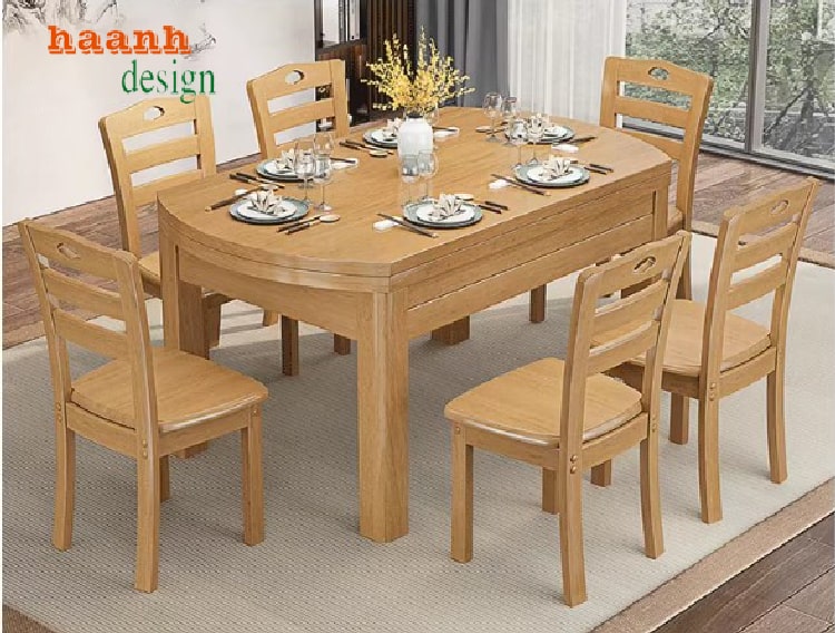 bàn ăn mở rộng gỗ tự nhiên