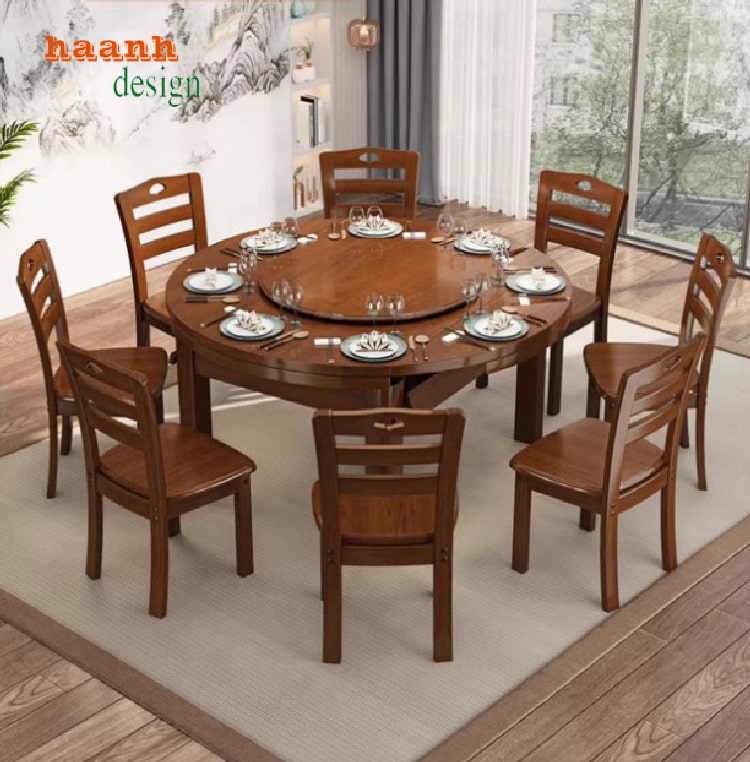 bàn ăn mở rộng gỗ tự nhiên