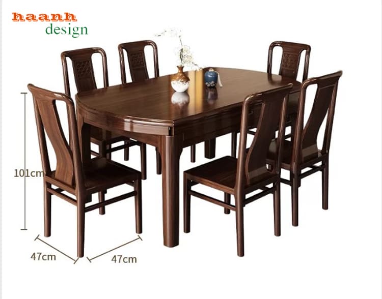 Kích thước ghế trong bộ BGA 015 Bộ sáu ghế BGA 015 với thông số ghế 101 cm và 47 x 47 cm