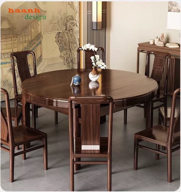 BGA 015 ở trạng thái mở rộng Bàn ăn BGA 015 sau khi mở rộng thành dạng gần tròn