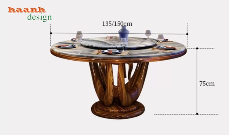 Kích thước bàn BAC 011 Kích thước bàn tròn BAC 011 đường kính 135 hoặc 150 cm cao 75 cm