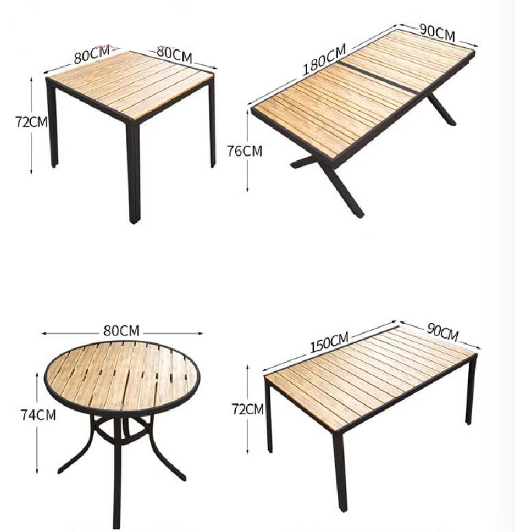 Bàn ghế chân sắt mặt gỗ teak