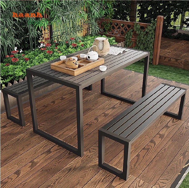 Bàn Ghế Ngoài Trời Sắt Gỗ