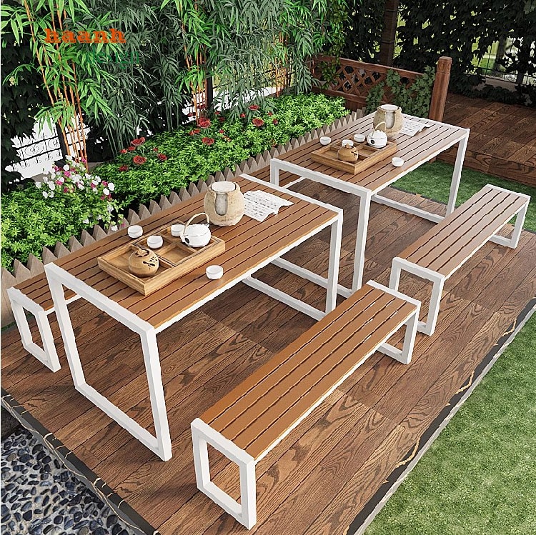 Bàn Ghế Ngoài Trời Sắt Gỗ