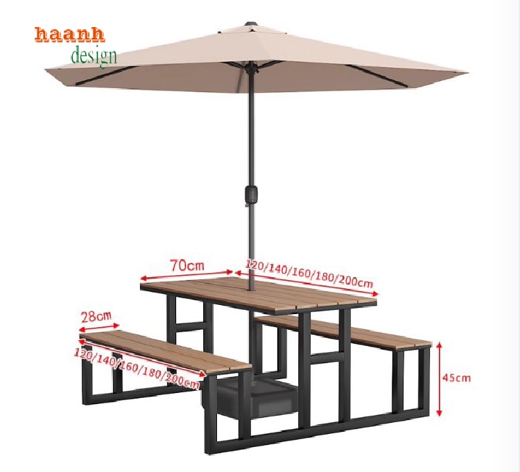 bàn cafe sắt gỗ sân vườn