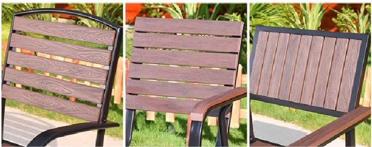 bàn ghế chân sắt mặt gỗ sân vườn