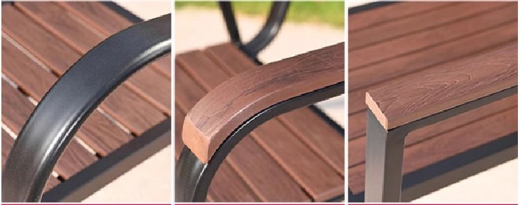 bàn ghế chân sắt mặt gỗ sân vườn