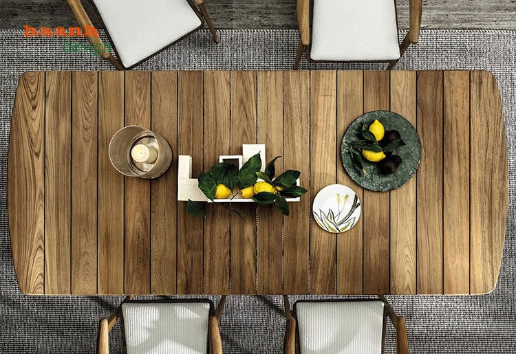 Bàn ghế gỗ teak kết hợp mây nhựa-2