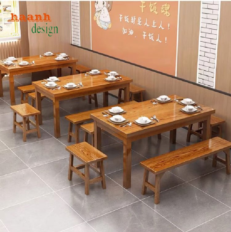 Bộ bàn ăn gỗ sồi thiết kế hiện đại cho nhà hàng