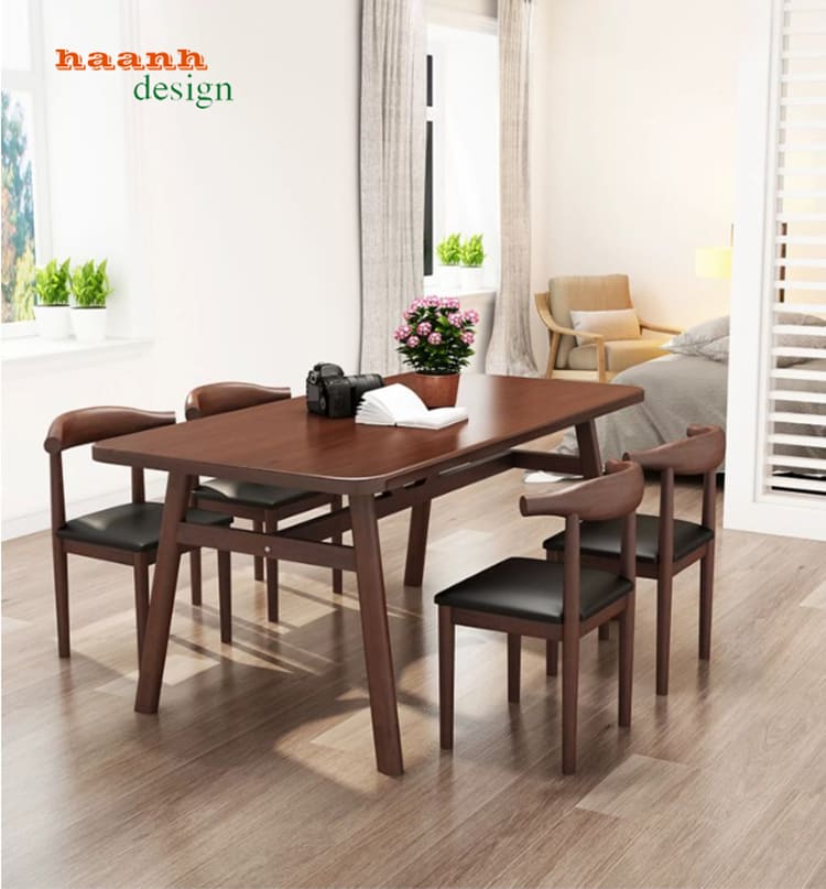 bộ bàn ghế quán ăn đẹp bằng gỗ sồi