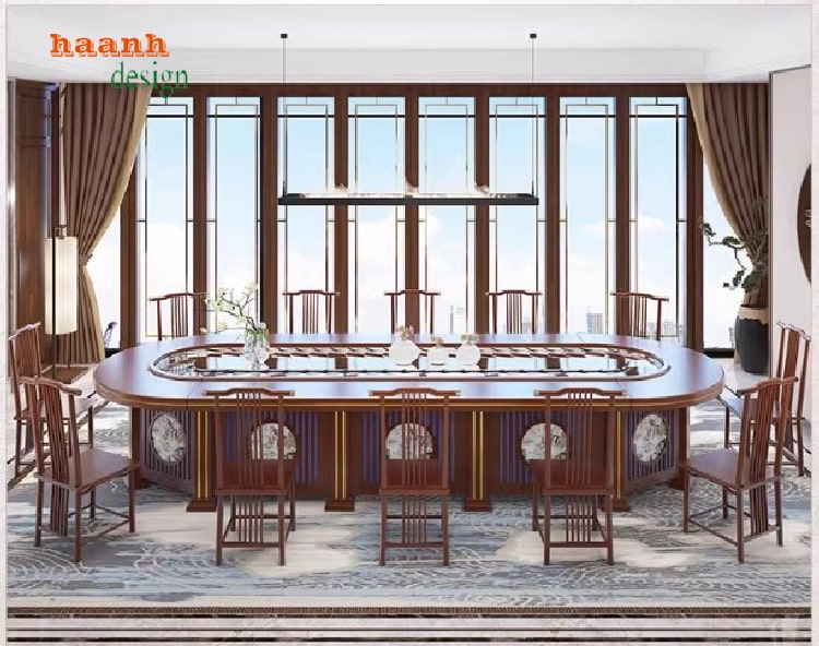 bàn ăn nhà hàng gỗ hiện đại