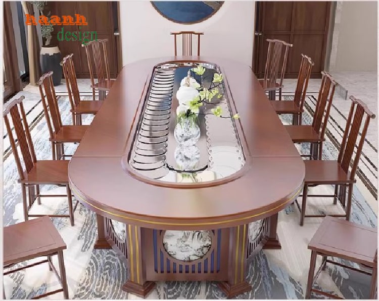 bàn ăn nhà hàng gỗ hiện đại