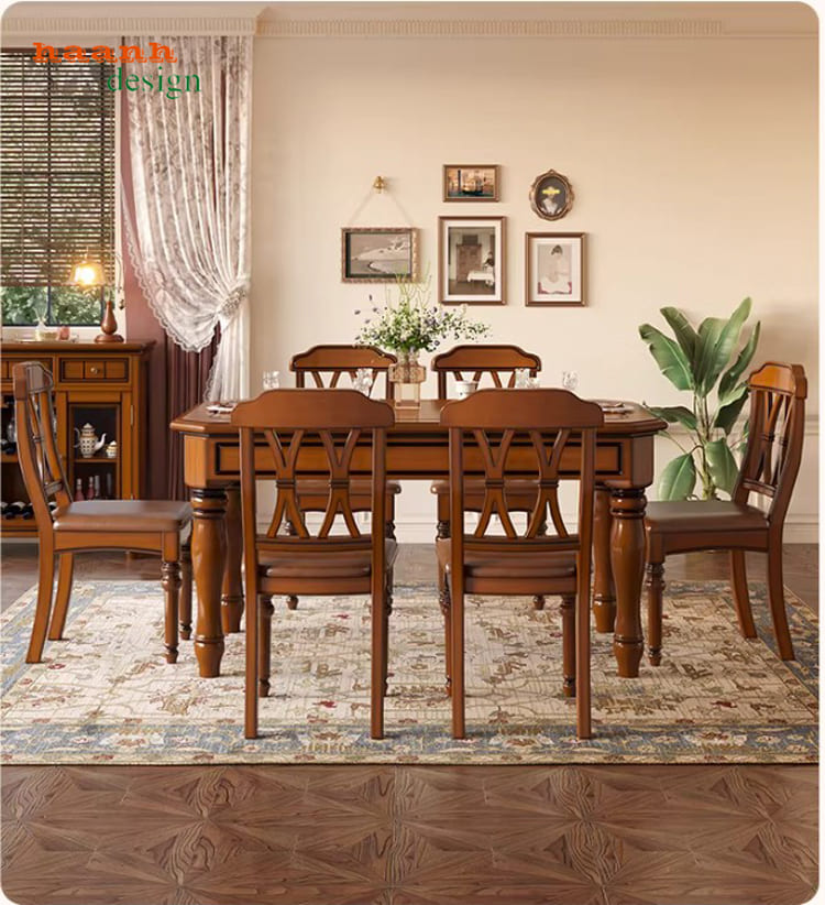 bàn ăn nhà hàng tân cổ điển cao cấp châu âu