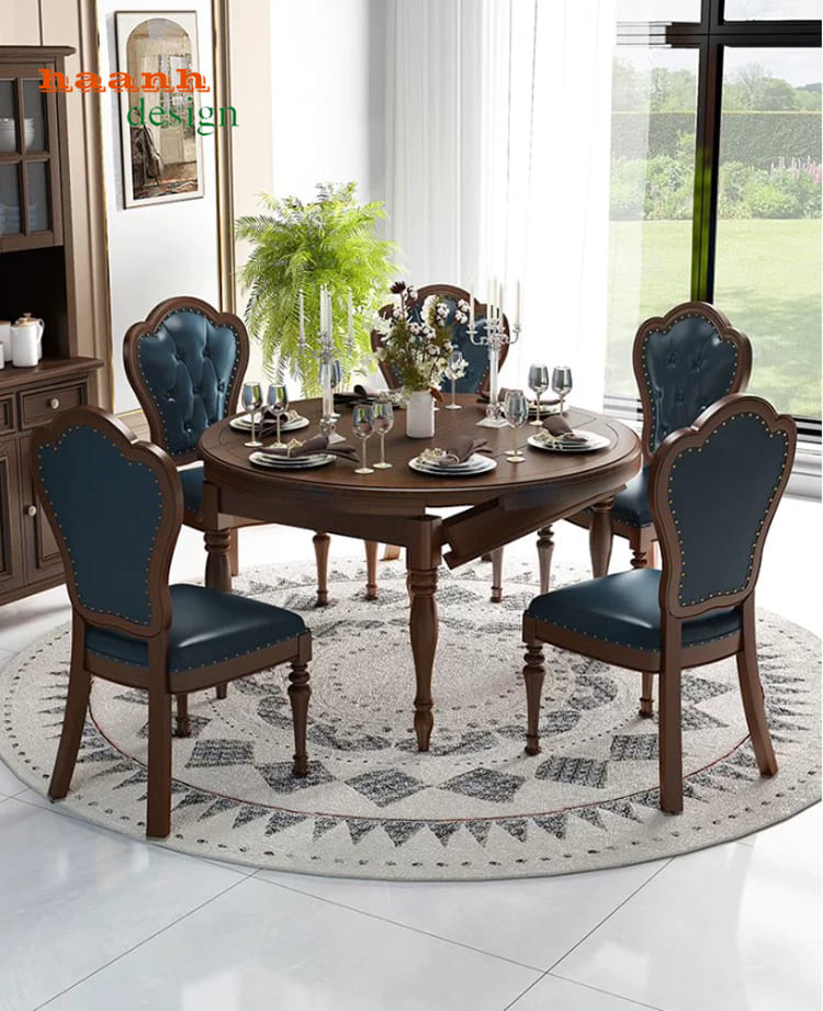 mẫu bàn ăn cổ điển đẹp thiết kế tân cổ điển châu Âu