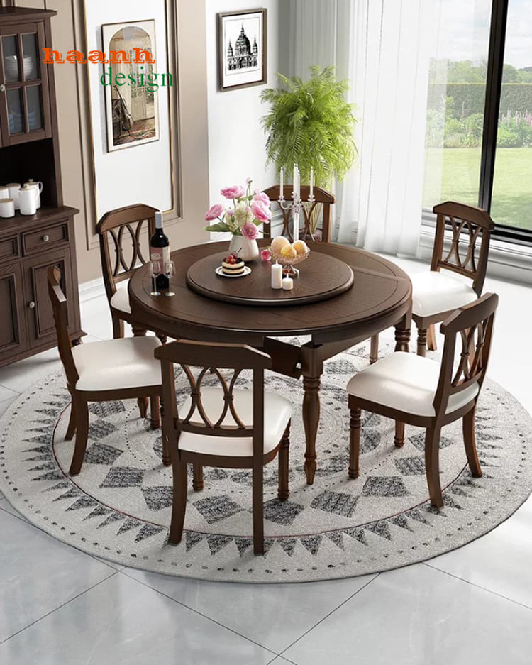 mẫu bàn ăn cổ điển đẹp phong cách tân cổ điển châu Âu