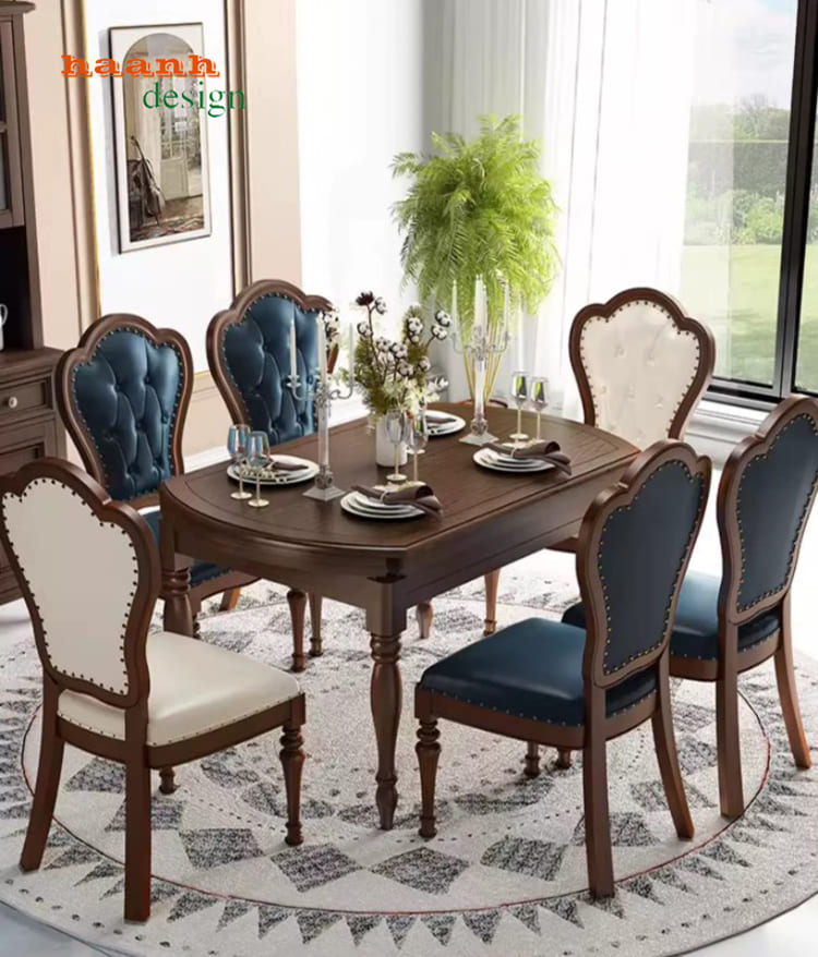 mẫu bàn ăn cổ điển đẹp cao cấp hoàn thiện sang trọng