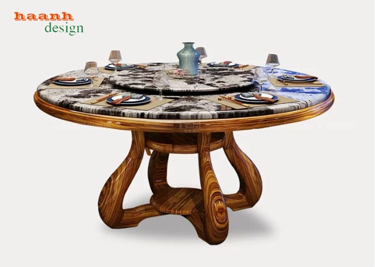 Bàn tròn mâm xoay NHT 008 Bàn tròn mâm xoay của bộ bàn ghế nhà hàng tân cổ điển NHT 008