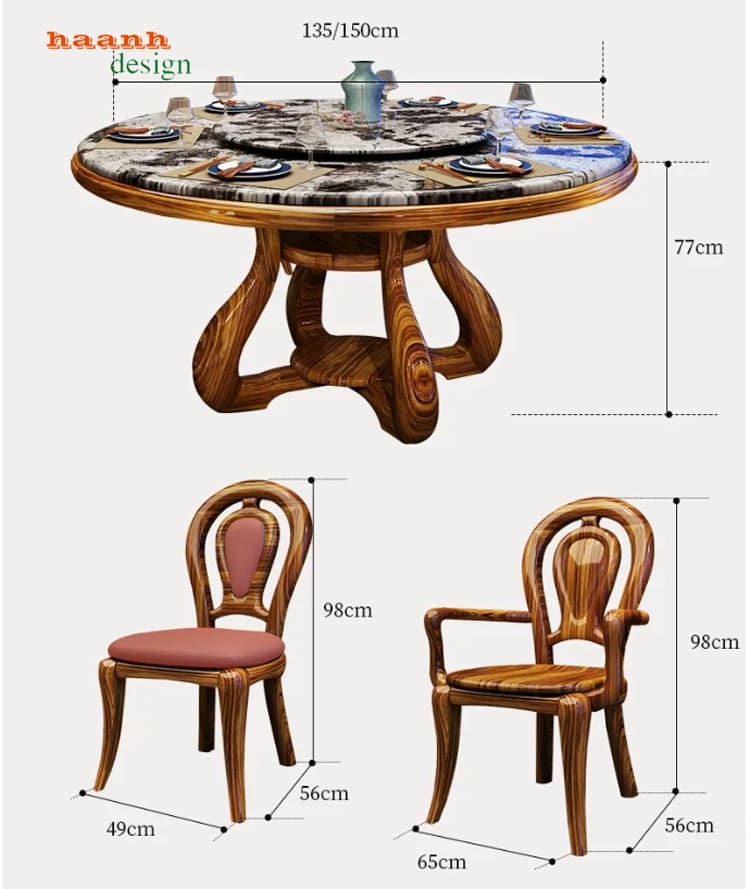 Kích thước bàn ghế NHT 008 Kích thước bàn và hai kiểu ghế NHT 008