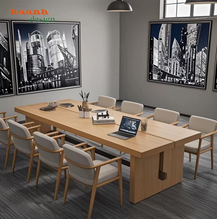 Bàn hội nghị gỗ sồi tự nhiên nhập khẩu Nga cao cấp