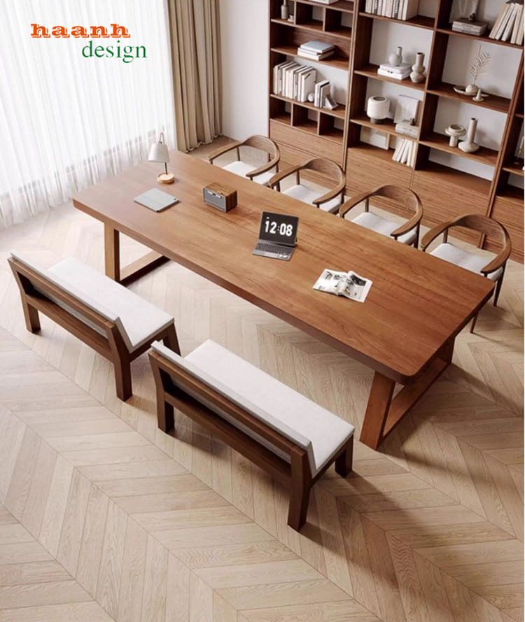 bàn hội thảo gỗ tự nhiên phòng họp lớn