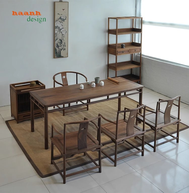 Bàn ghế phòng trà gỗ tự nhiên