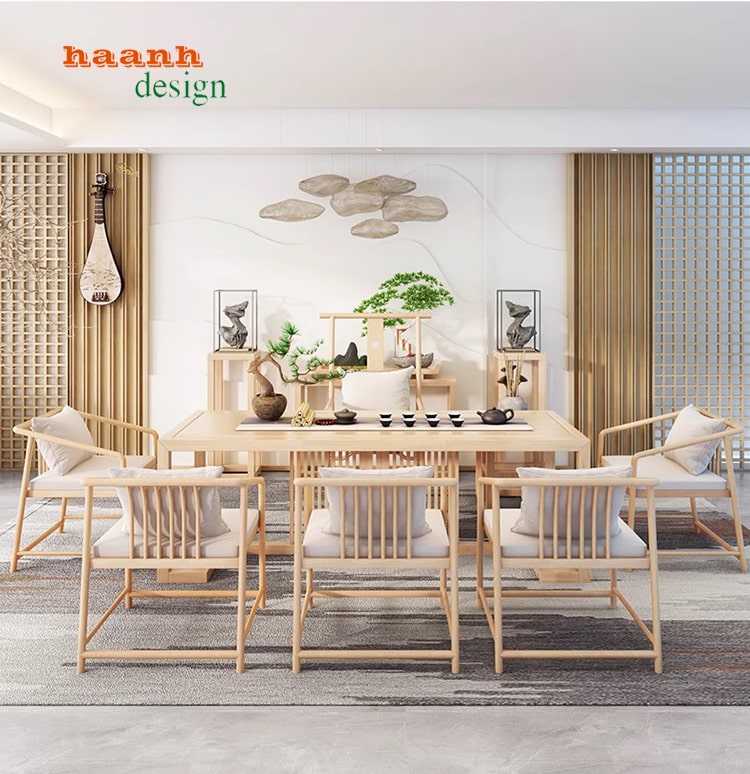 Bàn ghế phòng trà gỗ á đông