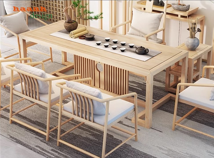 Bàn ghế phòng trà gỗ á đông