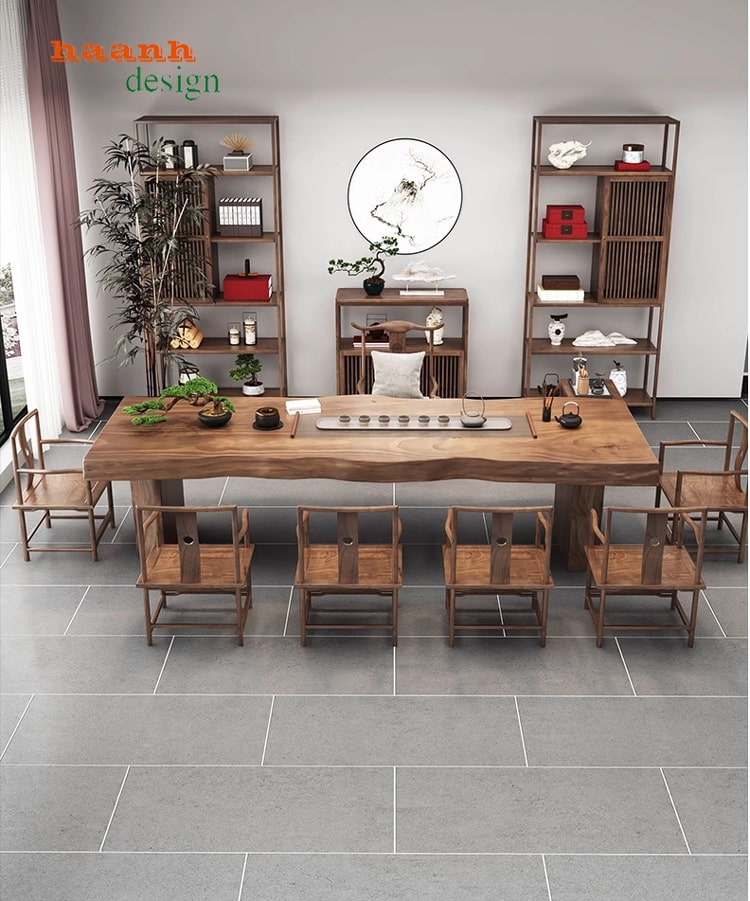 Nội thất đồ gỗ phòng trà á đông