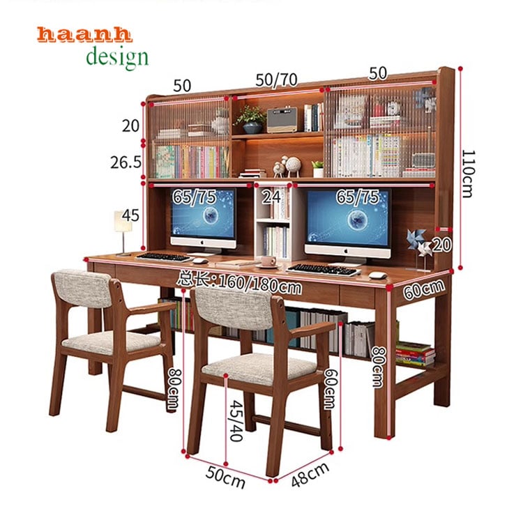 Bàn học trẻ em gỗ sồi tự nhiên
