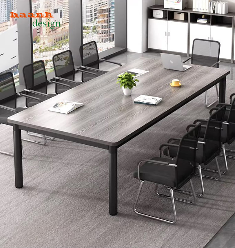 bàn hội nghị chân sắt mặt gỗ hiện đại cao cấp