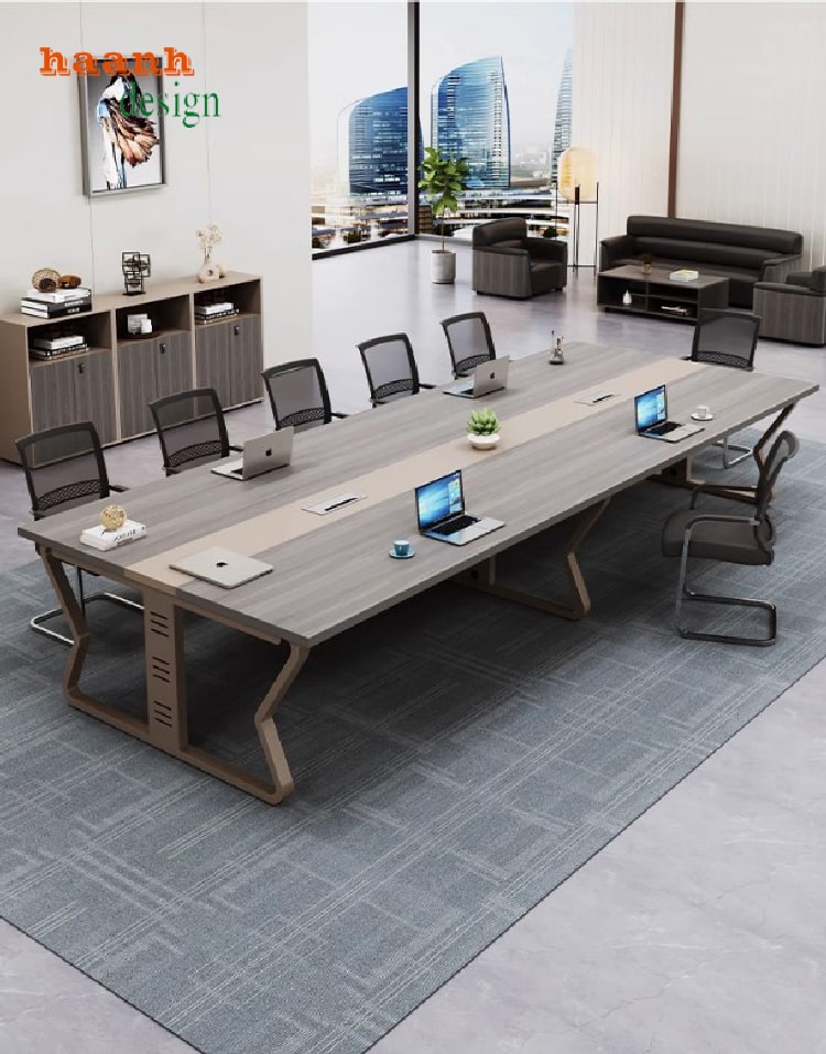 Bàn hội nghị văn phòng hiện đại – Kết hợp giữa sắt và gỗ-BHS 011