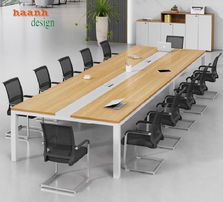 Bàn họp chân sắt mặt gỗ công nghiệp chống ẩm cao cấp