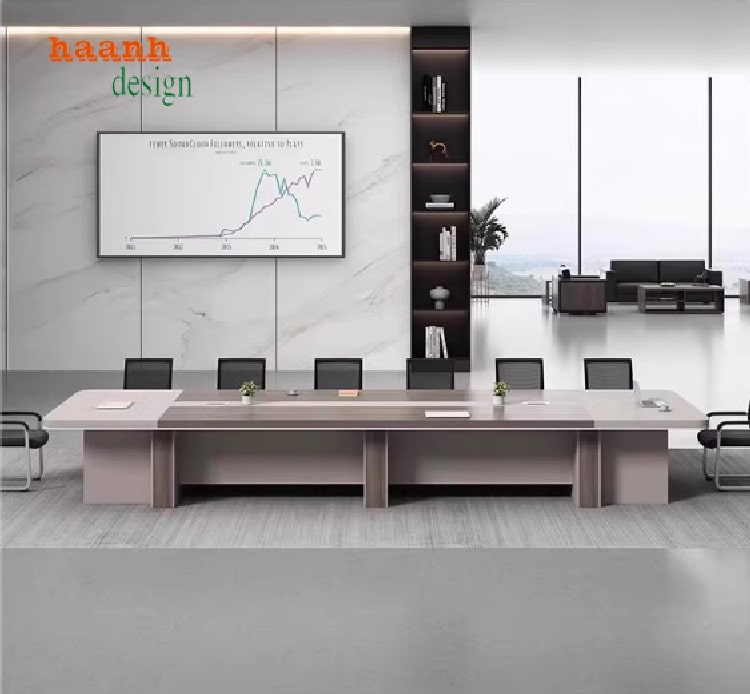 Bàn hội thảo gỗ công nghiệp chữ U rộng rãi, sang trọng