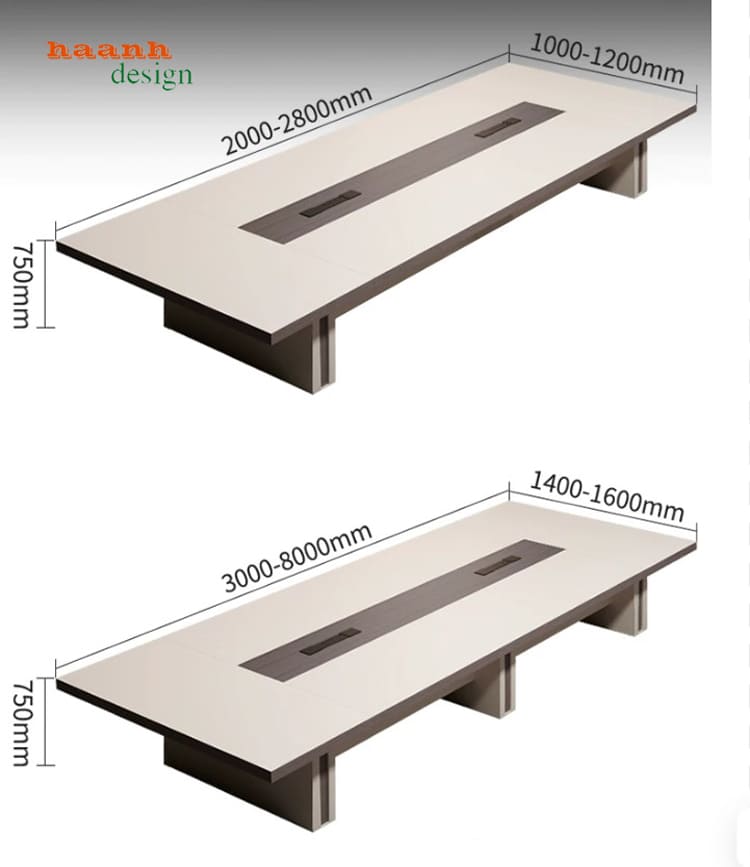 Kích thước tham khảo bàn PHH 018 Kích thước bàn họp gỗ công nghiệp hiện đại PHH 018