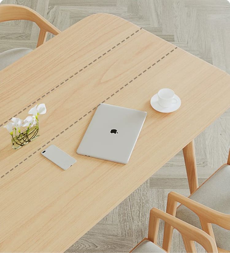 Phối bàn họp với ghế có tay vịn Bàn dài phối với bốn ghế có tay vịn và đệm sáng màu