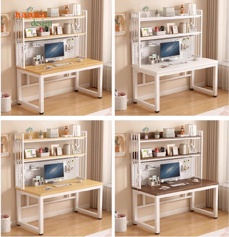 bàn làm việc chân sắt mặt gỗ