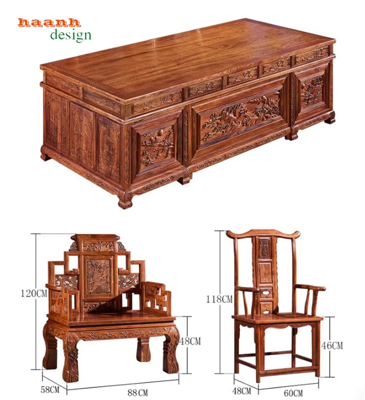 Xưởng sản xuất bàn làm việc gỗ giả cổ