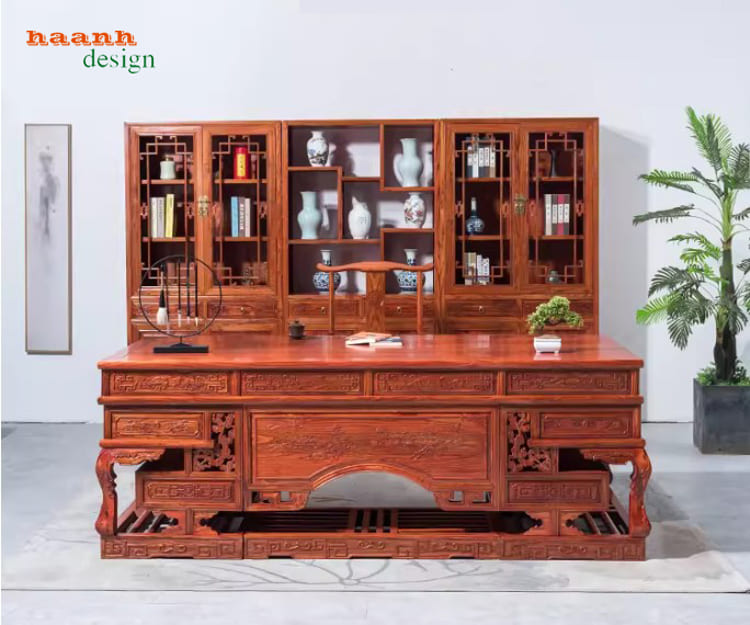 bàn lãnh đạo gỗ giả cổ cao cấp