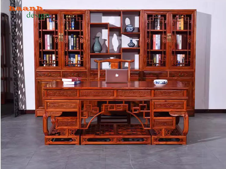 bàn lãnh đạo gỗ giả cổ phòng giám đốc