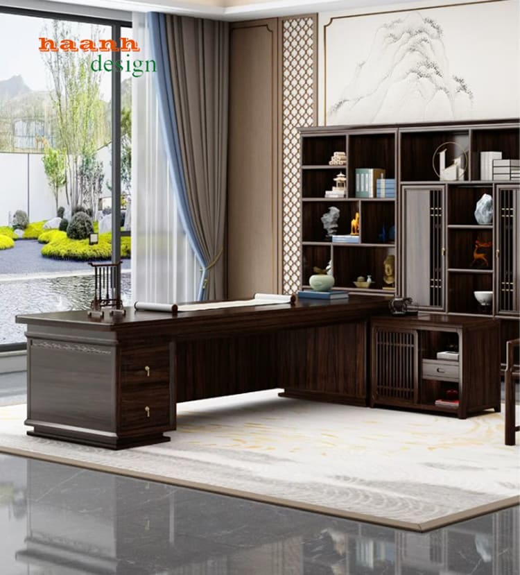phòng làm việc lãnh đạo gỗ mun cao cấp phong cách trung quốc