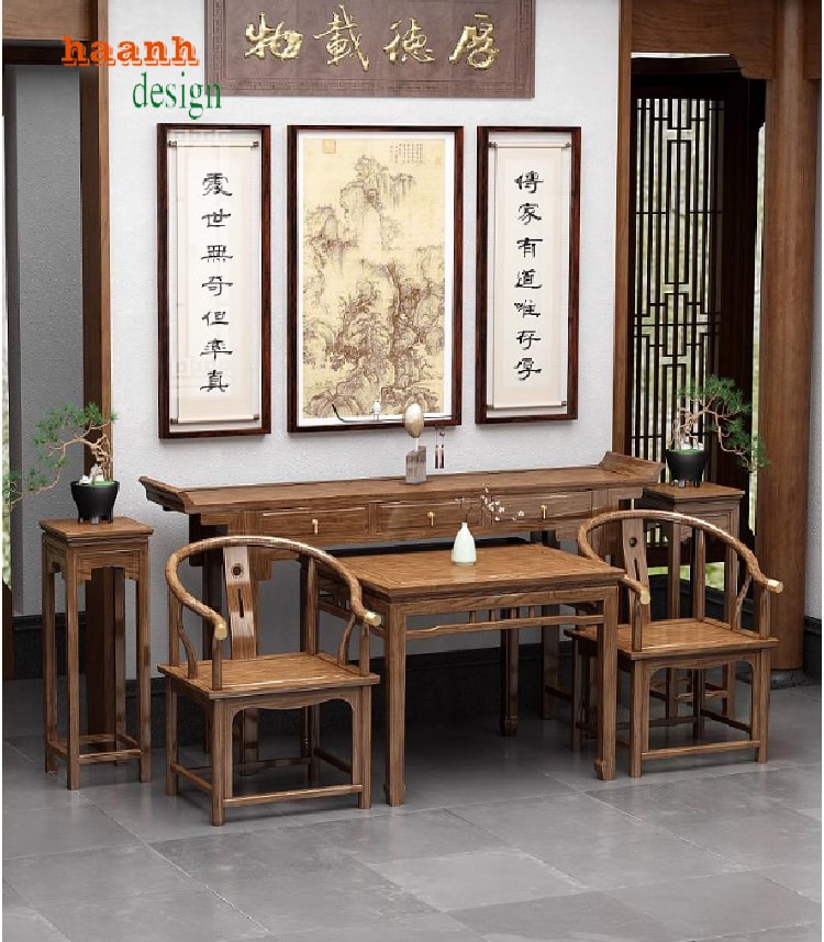 Bàn ghế phòng thờ gỗ tự nhiên